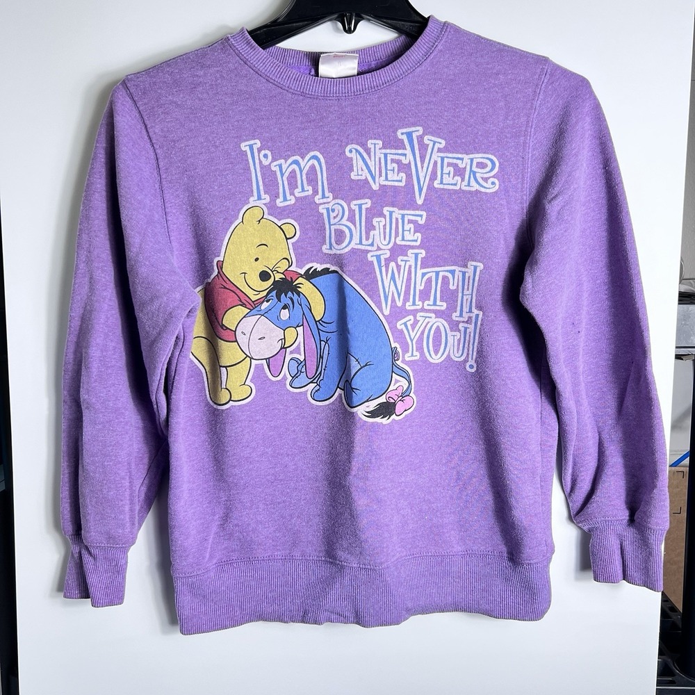 Vtg Disney Winnie Pooh Eeyore Purple Sweatshirt Womens S (RARE South Africa Tag)